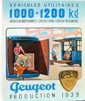 Cliquez ici pour consulter la fiche dtaill de 1939 PEUGEOT UTILITAIRE 1000-1200 KG DEPLIANT 